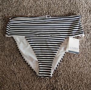 NEW Carve Designs maisie navy stripe high rise cheeky bikini bottom